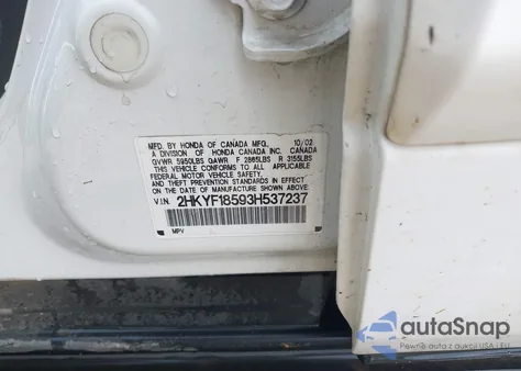 2003 Honda Pilot Ex-L from USA, damaged, VIN 2HKYF18593H537237